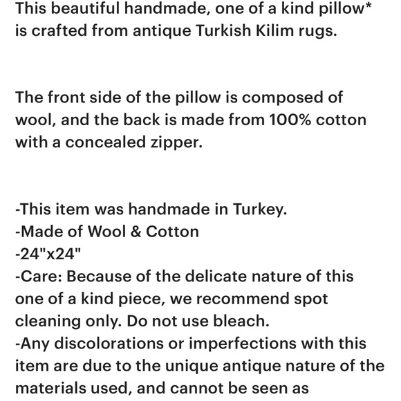 1 Turkish Wool Pillow Insert Vintage Boho Decor - Picture 3 of 8